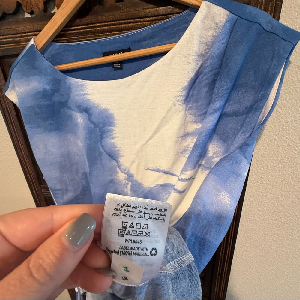 Alfani Blue & White Tie-Side Sleeveless Top - Picture 4 of 5